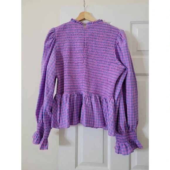 Tuckernuck Hyacinth House Textured Gingham Ruby Blouse XXL - Picture 9 of 11